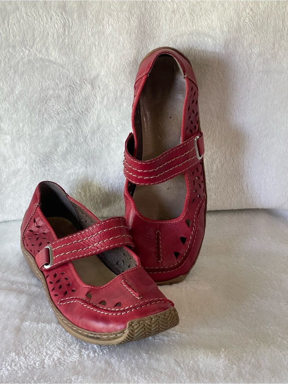 Rieker Sofina Red Leather Casual Shoe Mary Jane size 9 or 40